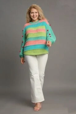 Umgee Full Size Color Block Cable Knit Sweater With Pom Pom Plus Size -Sydney So Sweet 2cb8ccb2 b9d8 4f7f b321 ae78ea7d8487 Min