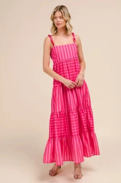 SO ME Stripe Tiered Maxi Dress With Colorful Chain Strap -Sydney So Sweet 2d428e0fc3684886b0bec08b60702e5a Max Origin