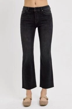 RISEN Tummy Control Mid Rise Crop Straight Jeans