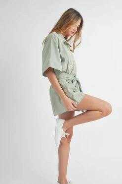 MABLE Embroidered Button Down Collared Neck Romper -Sydney So Sweet 2e2aba0628104317803383db13b676ae Max Origin