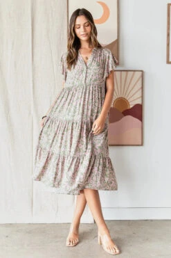 Mittoshop Abstract Print Ruffle Tier Midi Dress -Sydney So Sweet 2e7710096ca248fd830946d3bb969065 Max Origin