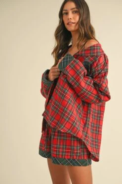 Annie Wear Contrast Plaid Long Sleeve Top And Shorts Set -Sydney So Sweet 2ec74e08 3878 434e bfe6 b27580546305 Max