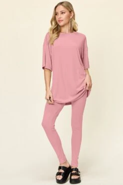 Double Take Full Size Round Neck Dropped Shoulder T-Shirt And Leggings Set -Sydney So Sweet 2f816707 75bf 43f3 b628 5228dfe409fb Max