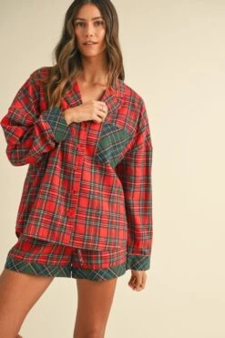 Annie Wear Contrast Plaid Long Sleeve Top And Shorts Set -Sydney So Sweet 2ff19e45 5480 4fa2 b505 bb4b348361cb Max
