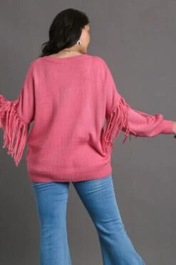 Umgee Full Size Fringe Round Neck Long Sleeve Sweater Plus Size -Sydney So Sweet 30483615 8bfa 4a1e 8f9e d275e9960cf9 Min