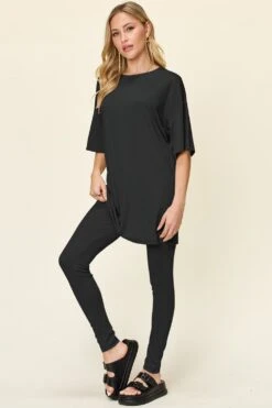 Double Take Full Size Round Neck Dropped Shoulder T-Shirt And Leggings Set -Sydney So Sweet 3326e2fa 467e 4686 bb73 5a9ee57681f1 Max