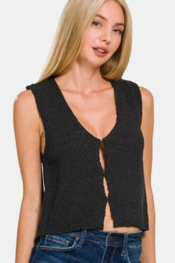 Zenana Hook And Eye Closure V-Neck Sweater Vest -Sydney So Sweet 342a7170 fb48 4569 ae87 1b1d27c4a9d4 Max