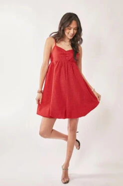 Davi & Dani Textured Sweetheart Neckline Bubble Hem Dress -Sydney So Sweet 34905e23688b42e59782d473f67bea4a Max Origin