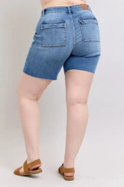 Judy Blue Full Size Mid Rise Bermudas Denim Shorts W/ Back Flap Pockets Plus Size -Sydney So Sweet 37f72b62 66f4 4dc3 a693 f49295846001 Max Origin