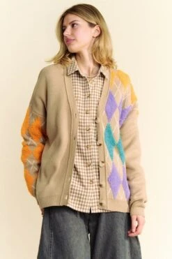 Davi & Dani Argyle V-Neck Dropped Shoulder Cardigan -Sydney So Sweet 382cfb81 4505 4223 baec 11971460be84 Max