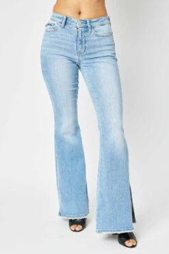 Judy Blue Full Size Mid Rise Raw Hem Slit Flare Jeans -Sydney So Sweet 389e91b0 20a9 4233 8afe ba727036f674 Max