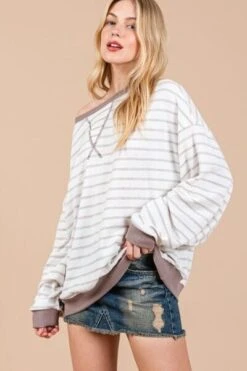 Ces Femme Striped Round Neck Drop Shoulder Sweatshirt -Sydney So Sweet 3aaf54f1 9e37 4560 bff2 de05c9f5cdf3 Min