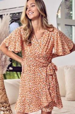 BiBi Floral Tied Short Sleeve Mini Wrap Dress -Sydney So Sweet 3e070705 1913 47b8 98ba 9b89c2c863d5 Max