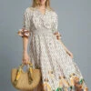 Umgee Printed Smocked Waist Flounce Sleeve Midi Dress -Sydney So Sweet 3ea731ed 9a21 496d babc 65e56b4fe071 Max Origin