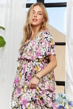 ADORA Layered Floral Off-Shoulder Short Sleeve Maxi Dress -Sydney So Sweet 3ef191e5 e850 4bf5 8f68 ced958135e8d Min