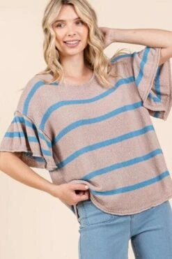 Mittoshop Striped Flounce Sleeve Knit Top -Sydney So Sweet 3f3cd0e5 9064 4a3e 89fb cf7bd84bdc9d Min
