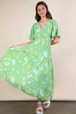 VERY J Printed V-Neck Resort Midi Dress -Sydney So Sweet 3f7195bea0344122996e20426df30859 Max Origin