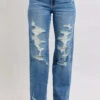Judy Blue Full Size High Waist Heavy Destroy Straight Jeans Plus Size
