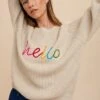 Annie Wear HELLO Embroidered Raglan Sleeve Sweater 1 Annie Wear HELLO Embroidered Raglan Sleeve Sweater -Sydney So Sweet 41f46751 f9f2 405b b04e 3a2bcdda1879 Max