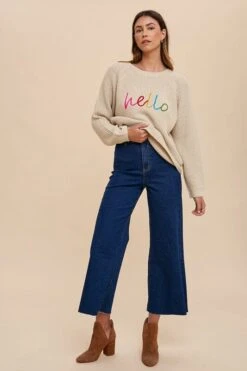 Annie Wear HELLO Embroidered Raglan Sleeve Sweater -Sydney So Sweet 4354dade e1d2 4a45 bed3 27f97f27dad8 Max