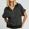 Umgee Striped Half Zip Short Sleeve Sweatshirt 1 Umgee Striped Half Zip Short Sleeve Sweatshirt -Sydney So Sweet 444eb452 91e3 40ed 9045 0ff14e1d05f5 Max
