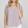 She + Sky Full Size Printed Johnny Collar Short Sleeve Blouse Plus Size -Sydney So Sweet 449ad666 3420 4dea bc78 7e0964df707f Max