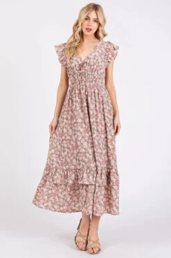Mittoshop Flower Print Ruffle Cap Sleeve V-neck Midi Dress -Sydney So Sweet 45270256988b47c3a740a5fd9cac72c8 Max Origin