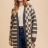 Annie Wear Checkered & Striped Open Front Long Sleeve Cardigan -Sydney So Sweet 452f1ed9 2f87 4adb 86b5 340272338593 Max