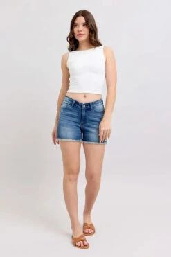 Judy Blue Full Size V-Front Denim Shorts With Shield Pockets Plus Size -Sydney So Sweet 46651d70708743f9a0392c27b5742c24 Max Origin