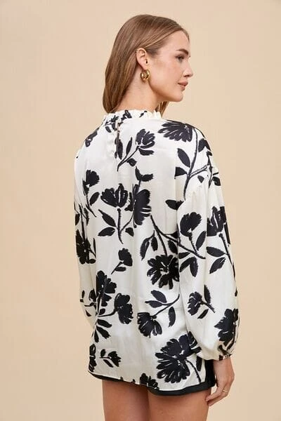Annie Wear Frill Printed Balloon Sleeve Blouse 4 Annie Wear Frill Printed Balloon Sleeve Blouse - Image 2