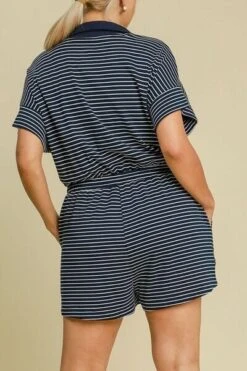 Umgee Full Size Half Zip Striped Romper Plus Size -Sydney So Sweet 4a22f5a4 c410 46e5 868c 6ff4d7ba8dd7 Min