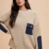 Annie Wear Contrast Round Neck Drop Shoulder Sweater With Patch Pocket -Sydney So Sweet 4dcb414a 01a8 4329 9466 8148e863fd56 Max