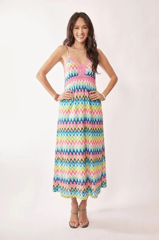 Davi & Dani Multi Color Crochet Lace Midi Dress 5 Davi & Dani Multi Color Crochet Lace Midi Dress - Image 3