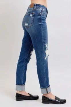 Judy Blue Full Size Mid Rise Boyfriend Destroy Jeans With Yoke Pockets And Faux Selvedge Cuff Plus Size -Sydney So Sweet 4fb0c17b7e9644269b82c34e17e73d12 Max Origin