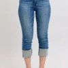 Judy Blue Full Size Skinny Cuff Capris Jeans With Pockets Plus Size