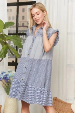 ADORA Button Down Textured Babydoll Dress -Sydney So Sweet 57744bea598244c2a00ec45d1f2e0794 Max Origin