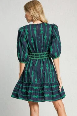 Umgee Ribbon Print Frill Contrast Velvet Trim Half Sleeve Dress -Sydney So Sweet 578025fc 8685 40fd b919 8e45887fbea7 Max
