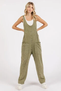 Mittoshop Mineral Wash Relaxed Fit Sleeveless Harem Jumpsuit
