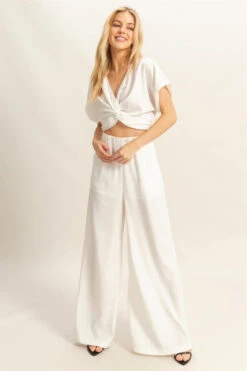 HYFVE Twisted Front Short Sleeve Top And Wide Leg Pants Set -Sydney So Sweet 58e0c067 a35d 48e5 8e64 8c6787751f53 Max
