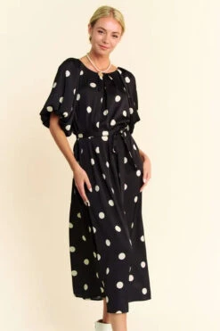 Davi & Dani Polka Dot Puff Sleeves Waist Tie Midi Dress -Sydney So Sweet 59d7701fa54a400f978de93bb030f959 Max Origin