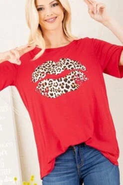 Heimish Full Size Leopard Lip Round Neck Short Sleeve T-Shirt Plus Size -Sydney So Sweet 5d66a528 7ae6 4724 89d7 513debdab334 Min