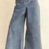 Davi & Dani Patch Pocket Wide Leg Culotte Jeans
