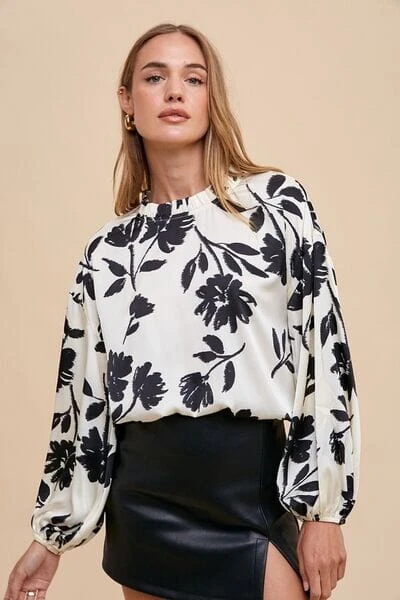 Annie Wear Frill Printed Balloon Sleeve Blouse 5 Annie Wear Frill Printed Balloon Sleeve Blouse - Image 3