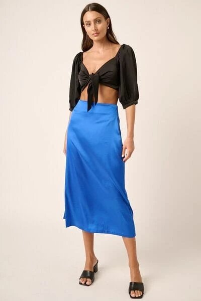 Mittoshop Side Slit Satin Midi Skirt 3 Mittoshop Side Slit Satin Midi Skirt