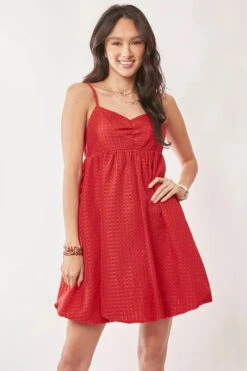 Davi & Dani Textured Sweetheart Neckline Bubble Hem Dress -Sydney So Sweet 644c7fc83c3343488000881288934804 Max Origin