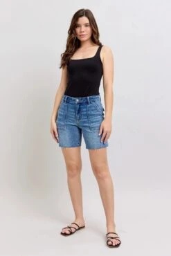 Judy Blue Full Size Mid Rise Bermudas Denim Shorts W/ Back Flap Pockets Plus Size -Sydney So Sweet 67f738b50ccc45208f3cdaa4cd74f735 Max Origin