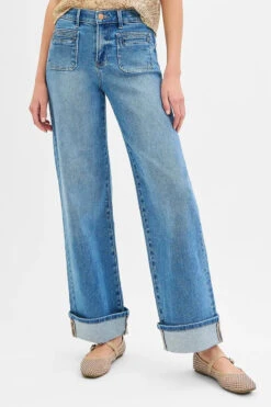 RISEN Full Size Elastic Band Mid Rise Wide Front Patch Pocket Cuff Jeans Plus Size -Sydney So Sweet 6819d89d27c941b7b2054754a1a5acb7 Max Origin