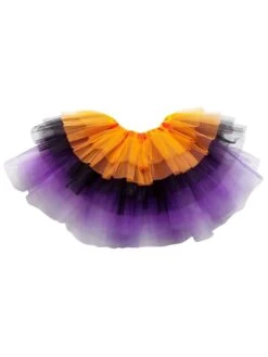 Orange, Black & Purple 6 Layer Tutu Skirt Costume For Girls, Women, Plus