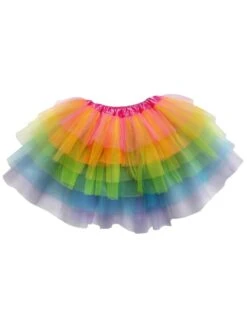 Neon Rainbow 6 Layer Tutu Skirt Costume For Girls, Women, Plus