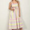 Striped Woven Smocked Midi Cami Dress